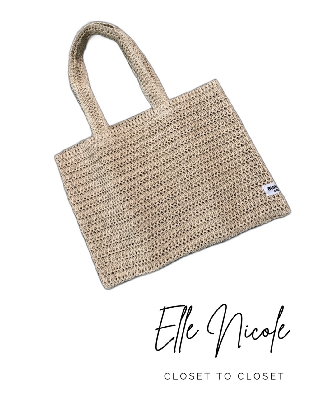 Beige Woven Tote Bag